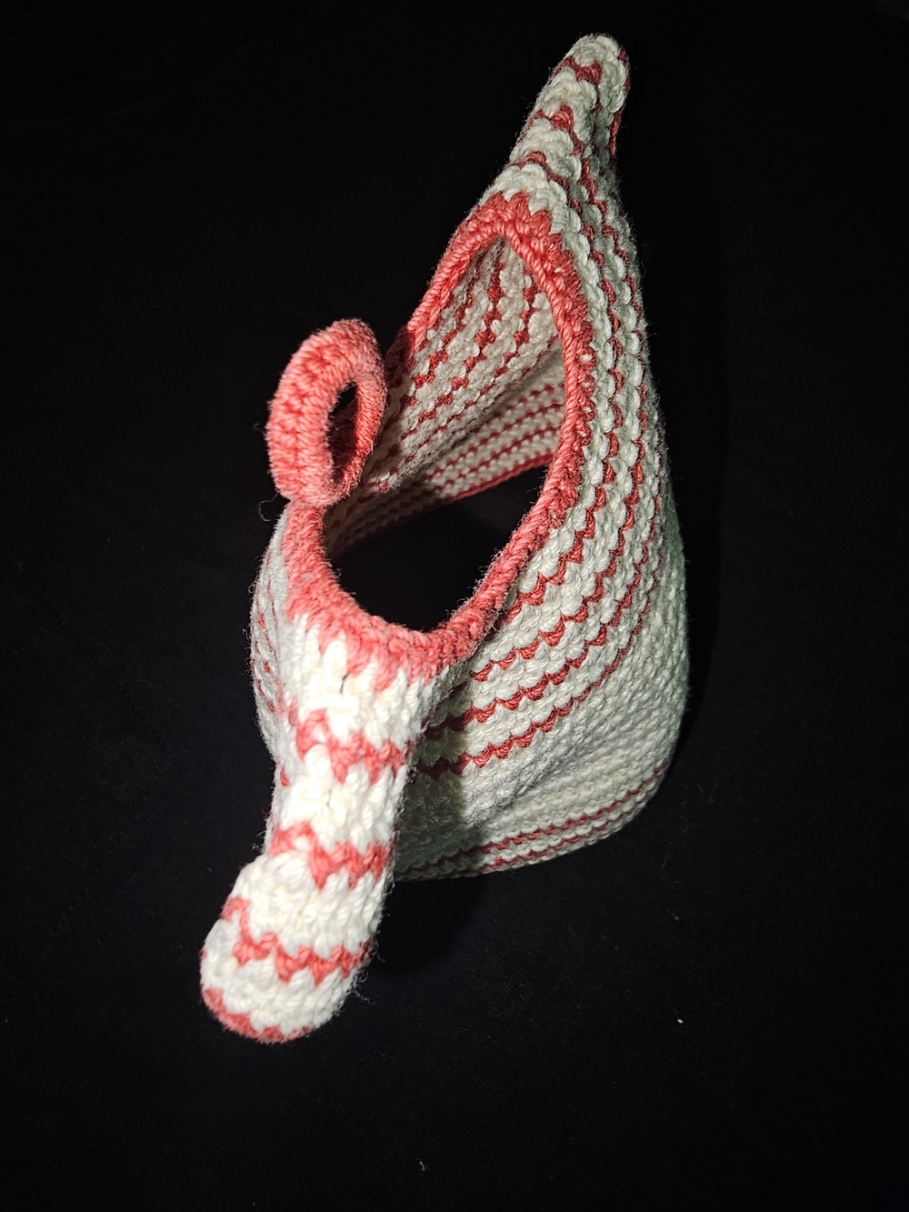Handmade Cream and Red Crochet Dress Pot Holder - Picture 2 of 5